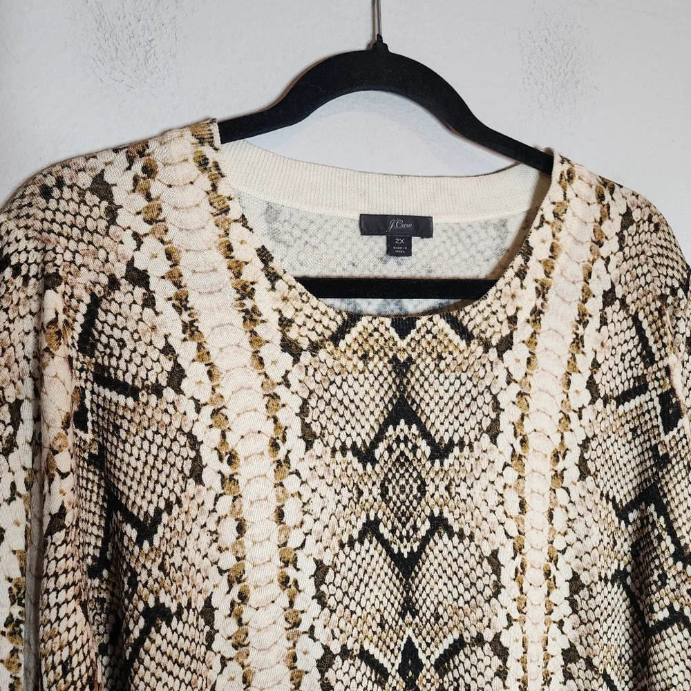 J. Crew Merino Wool Tippi Snakeskin Print‎ Sweater Size 2X